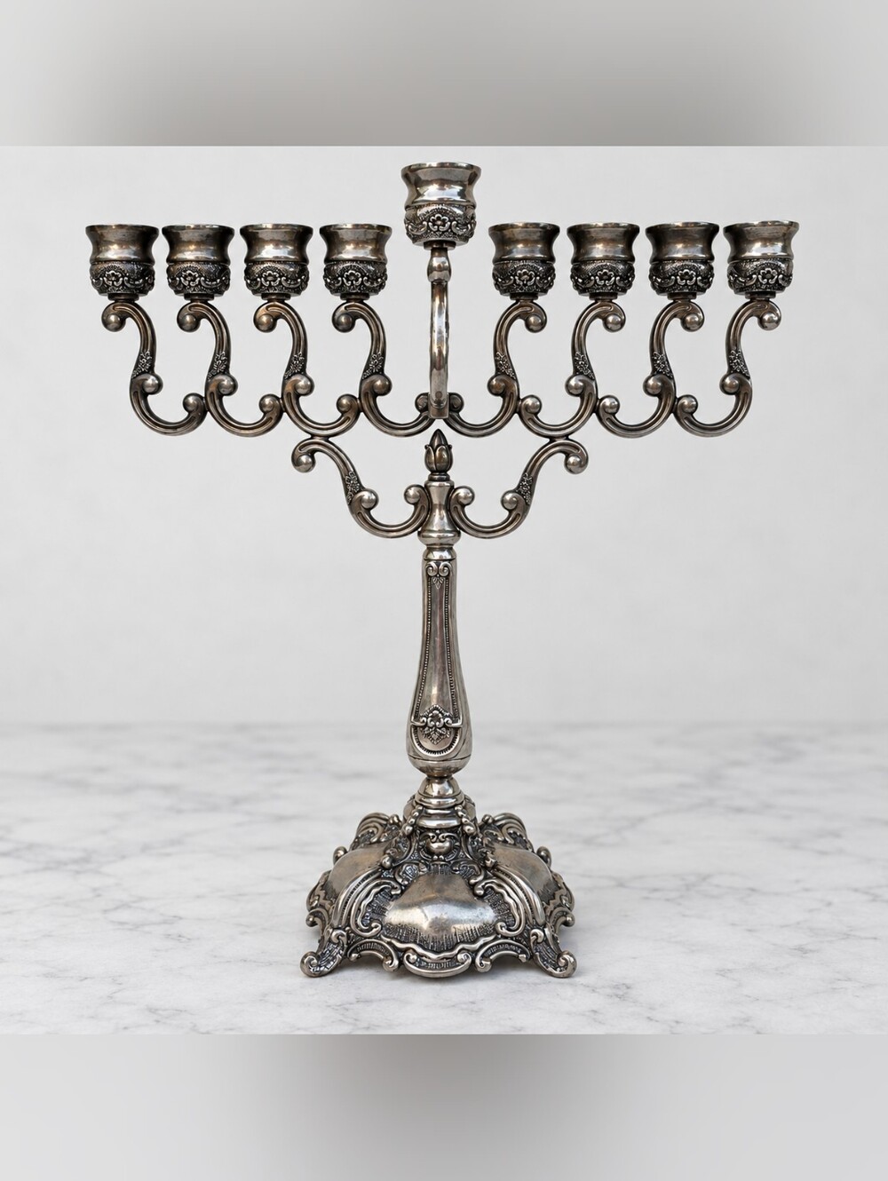 Vintage Godinger Silverplate Hanukkah Menorah Judaica Removable Shamash 13"